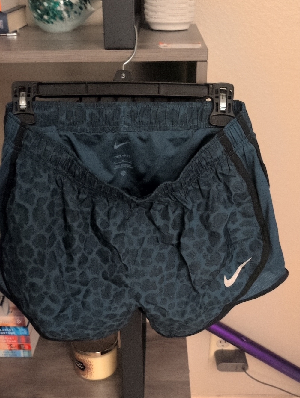 Nike Women's Teal Leopard Print Running Shorts